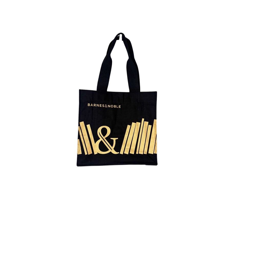Barnes & Noble Rewrap Canvas Tote Bag Black/Gold Library Academia Reusable EUC